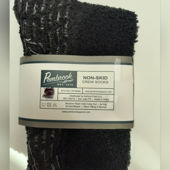 Pembrook Non Skid Crew Sock 1 Pair Black - Picture 4 of 4
